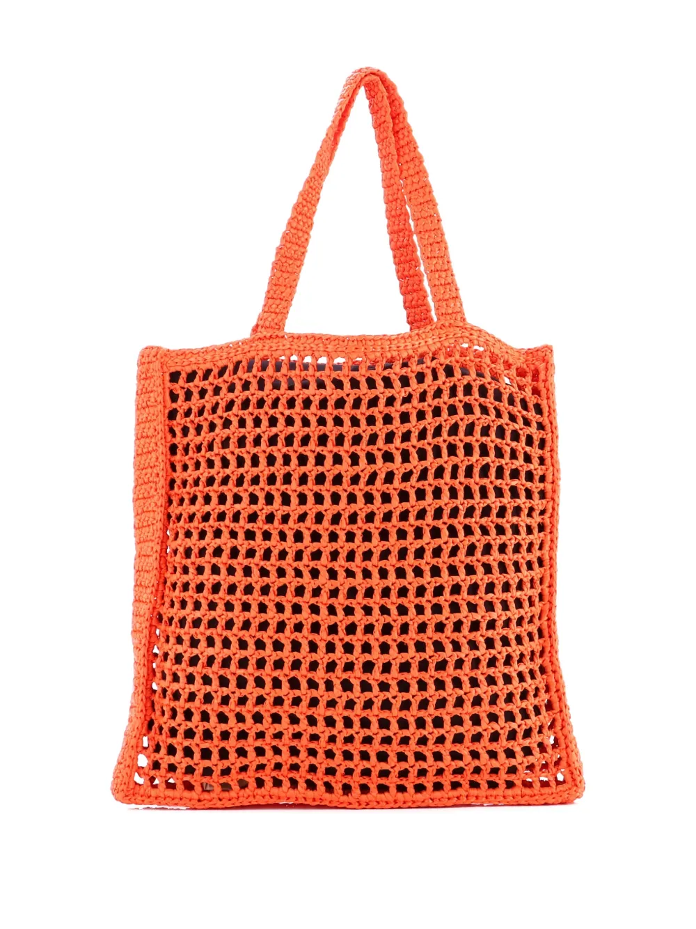 PRADA Pre-owned Triangle Logo Open Raffia Tote Bag In Orange