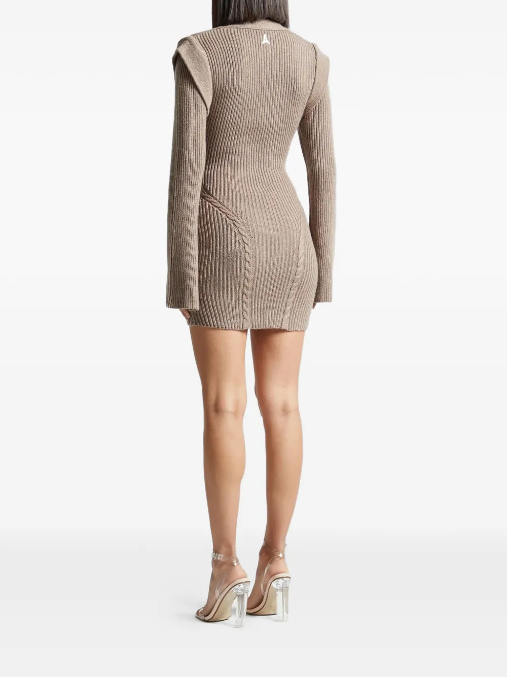 Manière De Voir Wide-shoulder Knitted Mini Dress In Multi