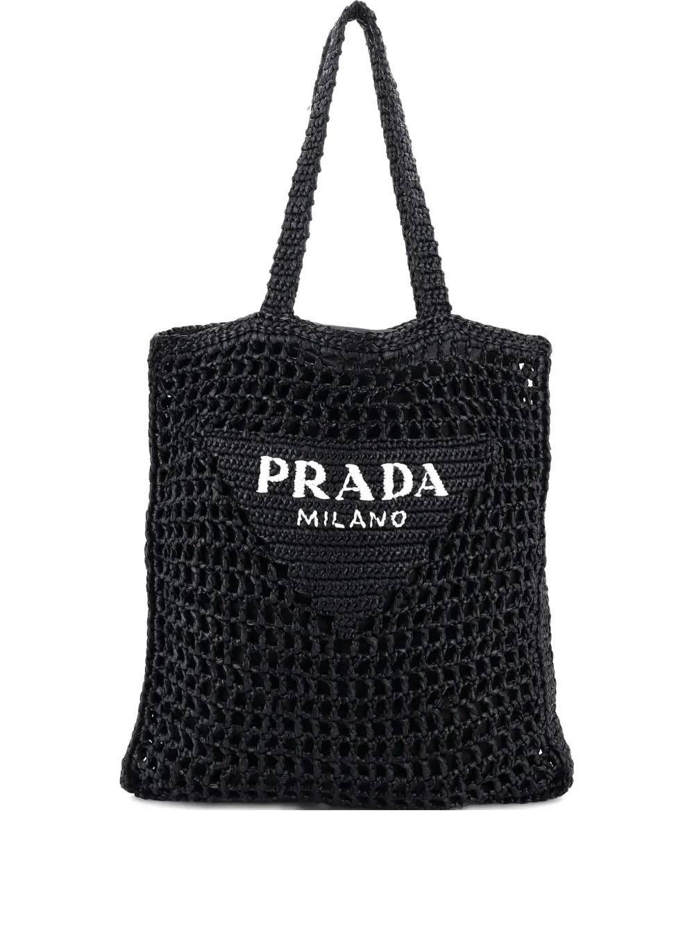 Prada Pre-Owned Triangle Logo Open Raffia tote bag | Black | Image 1