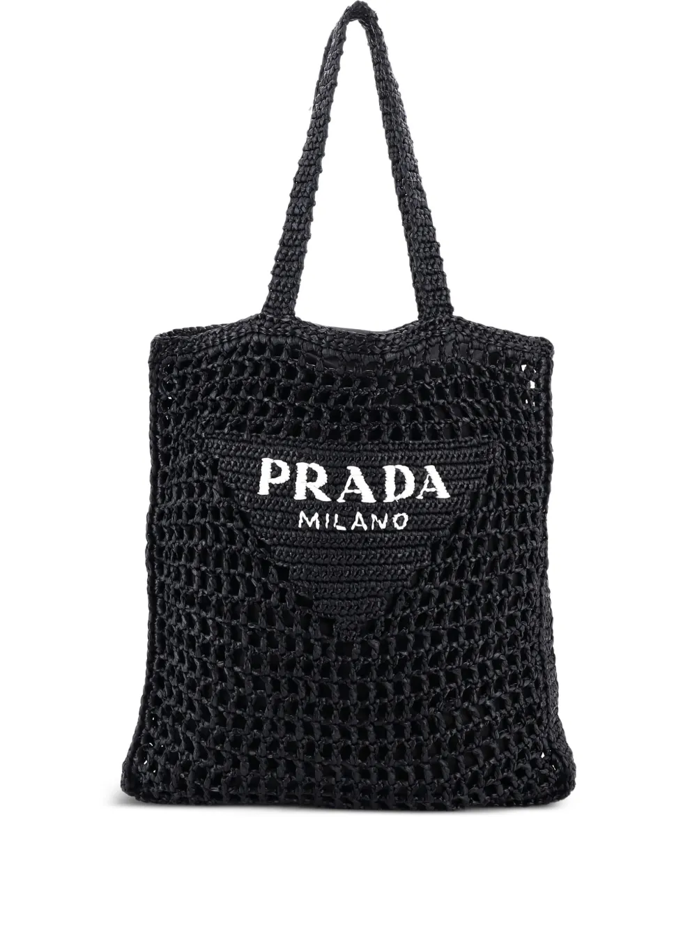 Prada Pre-Owned Triangle Logo Open Raffia tote bag | Black | Image 1