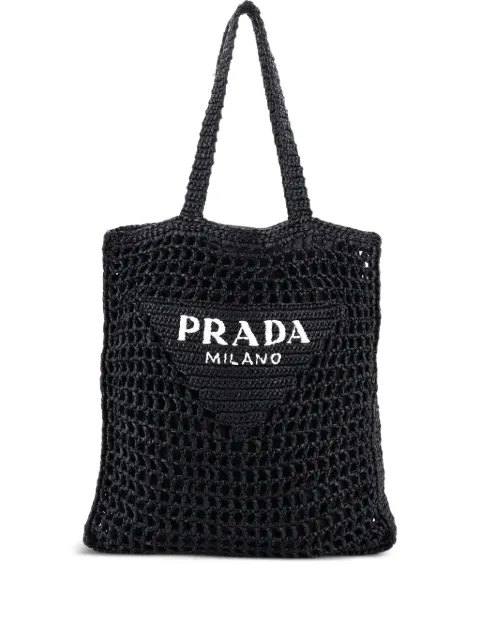 Prada Pre-Owned Triangle Logo Open Raffia tote bag