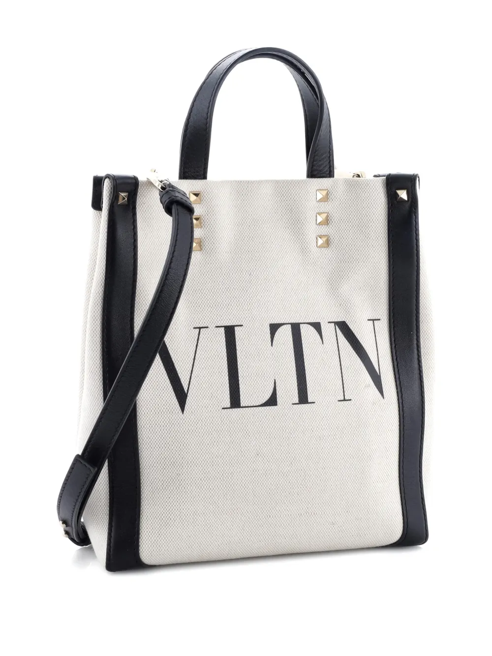 VALENTINO GARAVANI Pre-owned Grande Plage Vltn Canvas Mini Tote Bag In Neutral