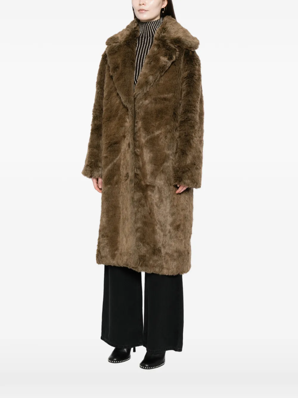  Cynthia Rowley Buttoned-up Faux Fur Coat - Brown 