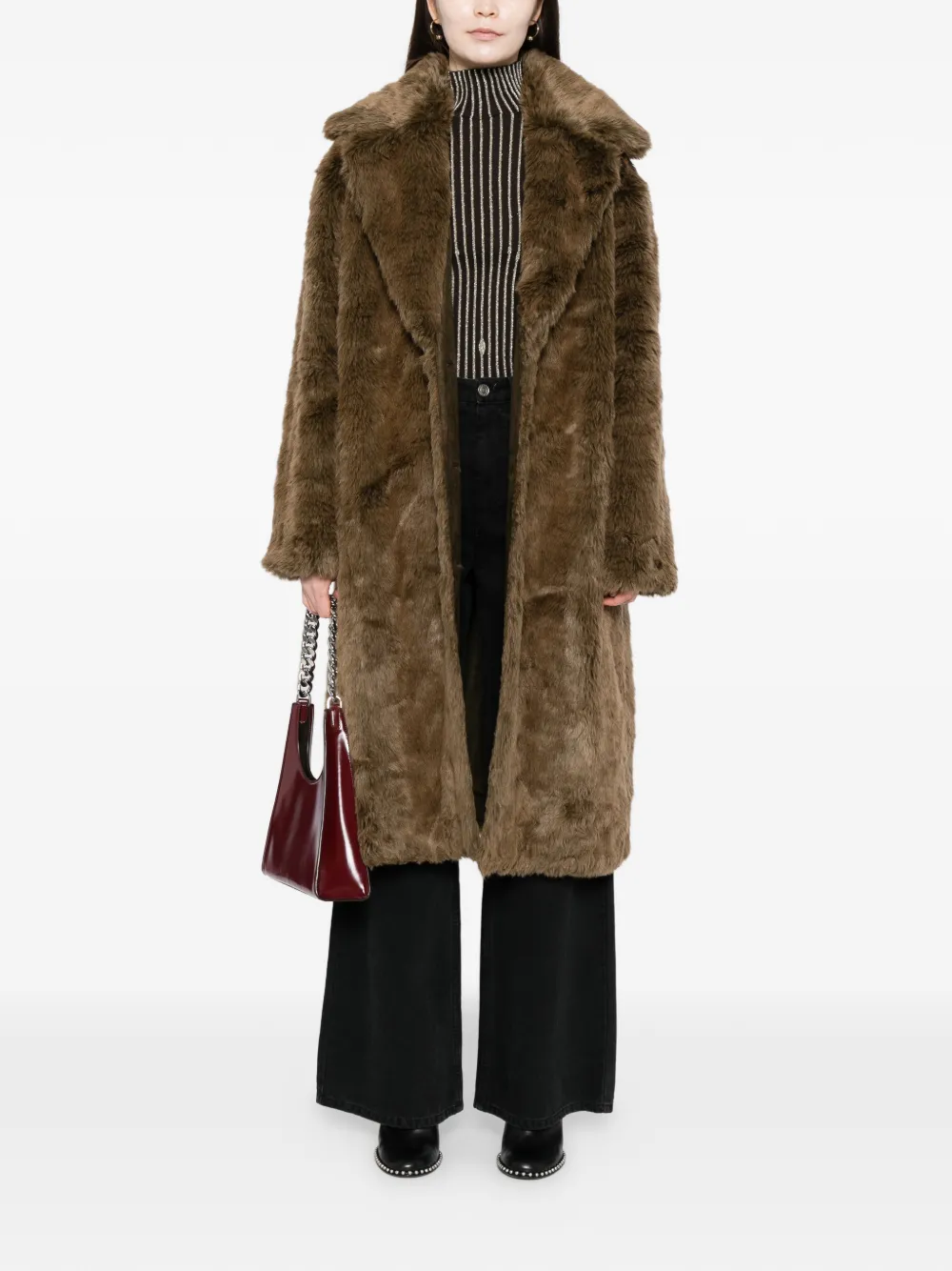 Cynthia Rowley Buttoned-up Faux Fur Coat - Brown 