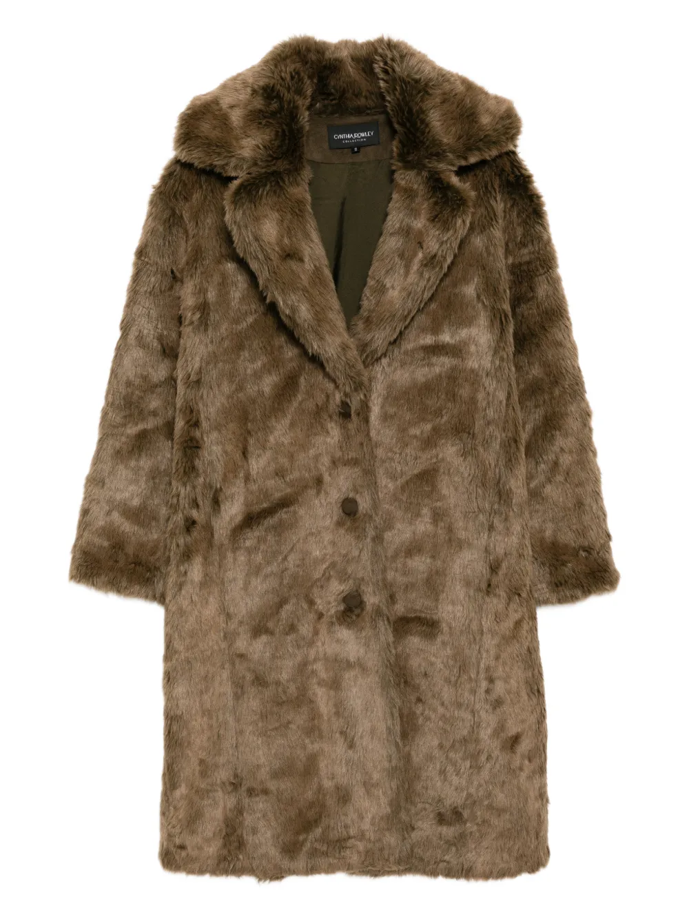 Cynthia Rowley Cappotto in pelliccia sintetica con bottoni - Marrone