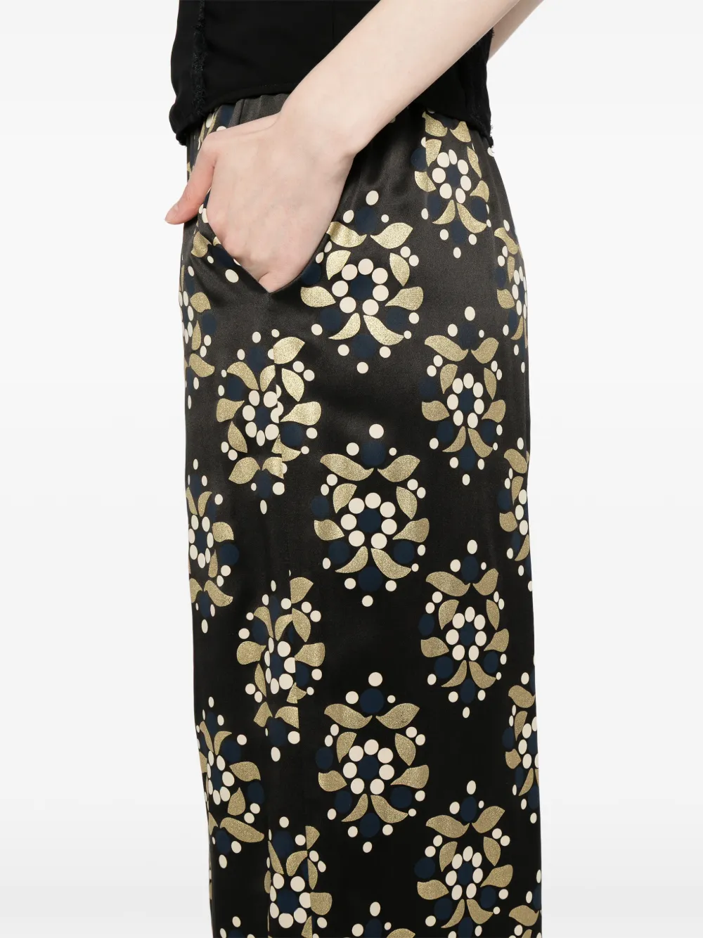 Cynthia Rowley Zijden broek met wijde pijpen Zwart