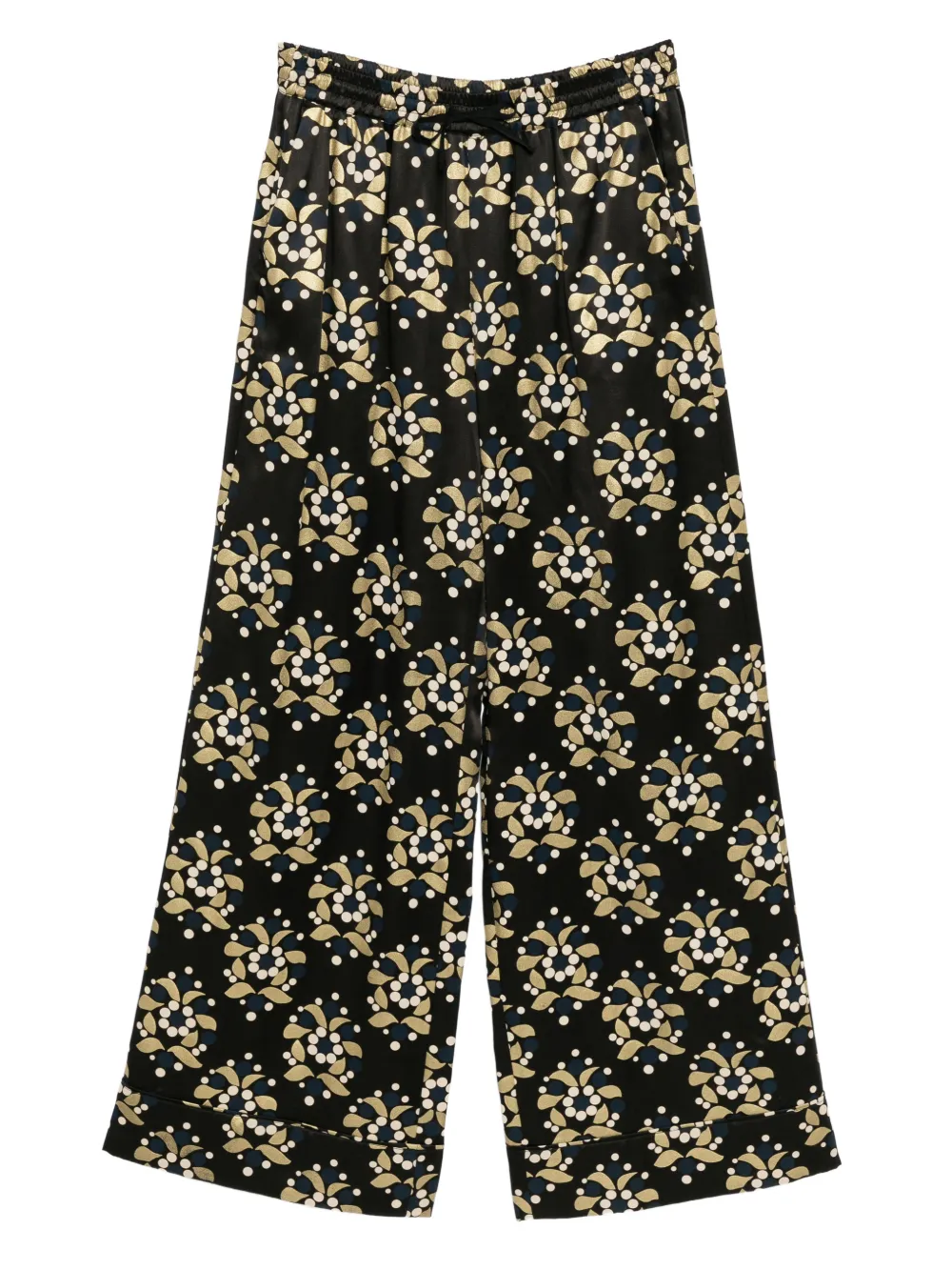 Cynthia Rowley Pantaloni in seta a gamba ampia - Nero