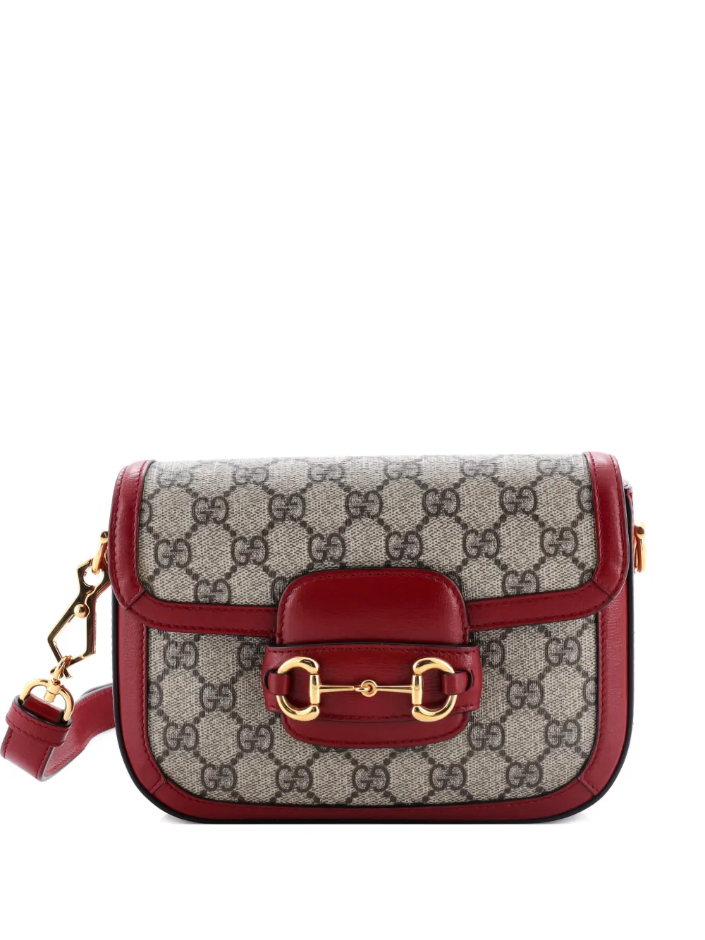 Gucci Pre-Owned Horsebit 1955 Shoulder Bag GG Coated Canvas with Leather Mini crossbody bag - Rosso