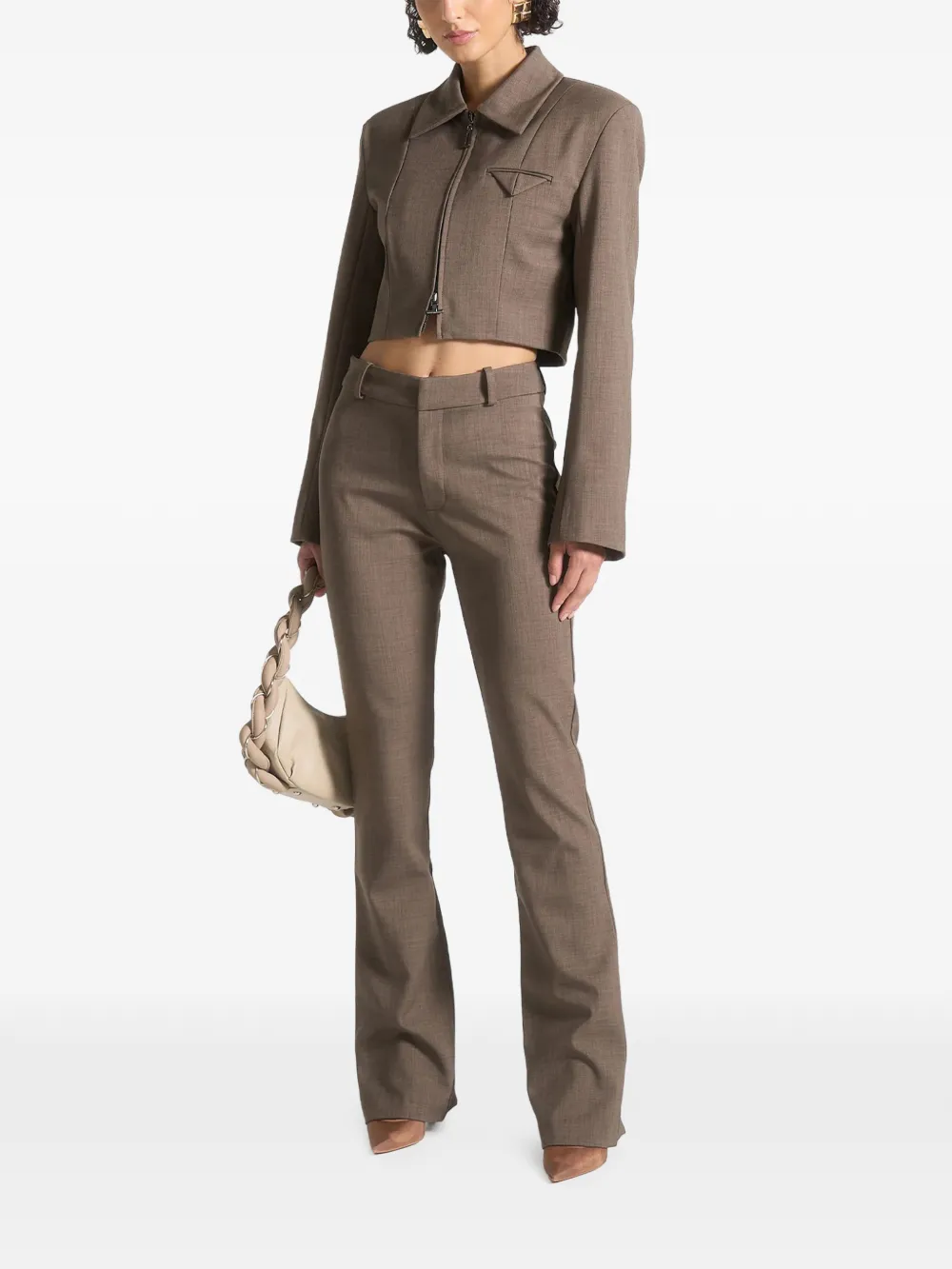  Manière De Voir Wide-shoulder Zip Jacket - Brown 