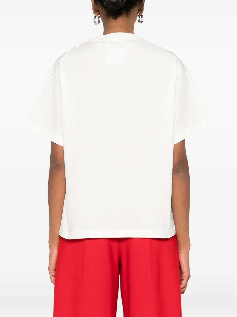 Jil Sander T-shirt met logo en ronde hals Wit
