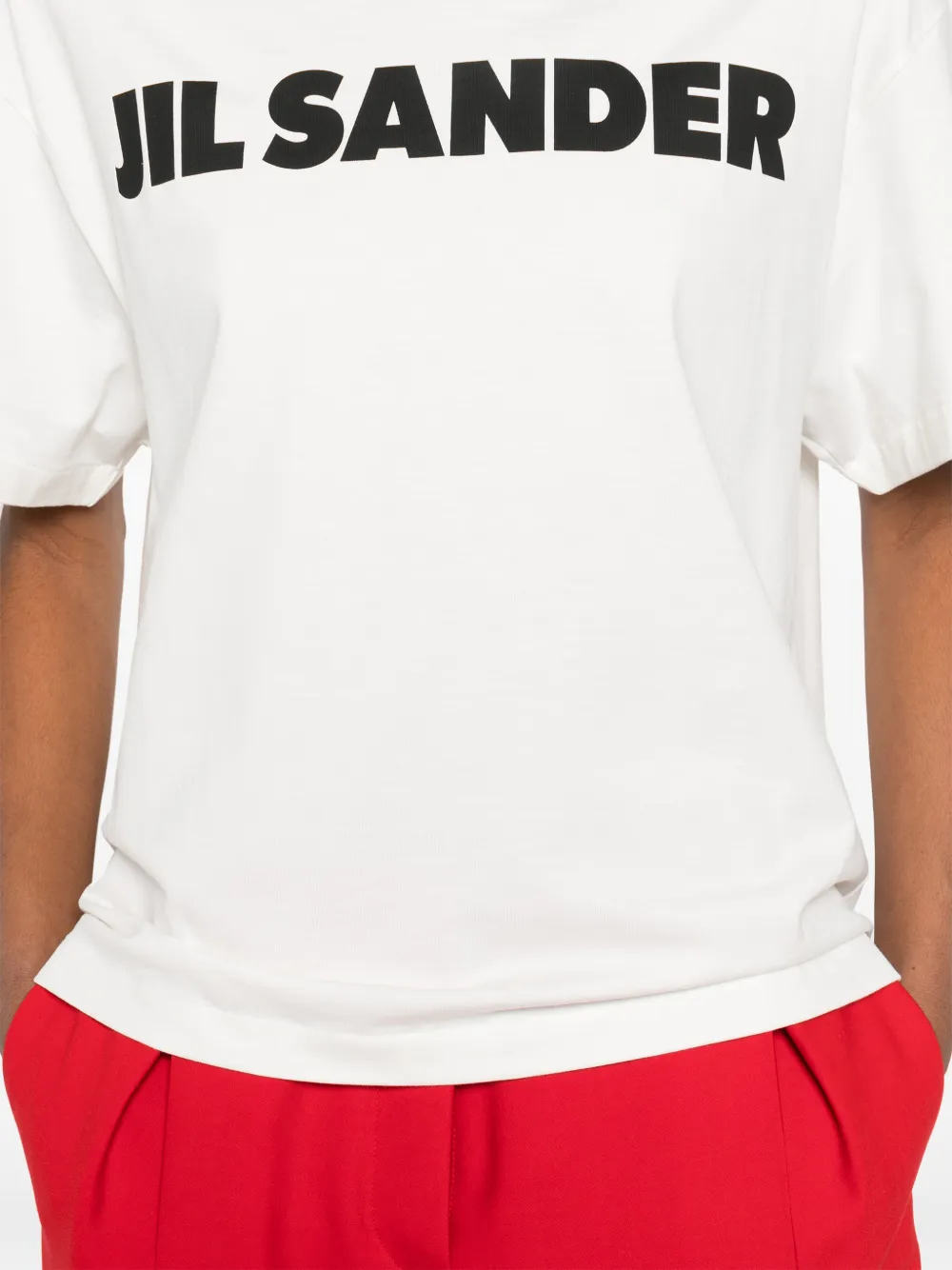Jil Sander T-shirt met logo en ronde hals Wit