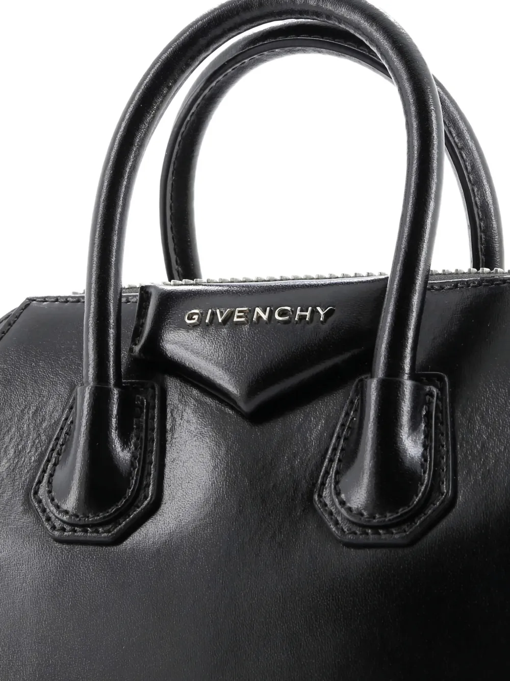 GIVENCHY Pre-owned Antigona Bag Glazed Leather Mini Satchel In Black