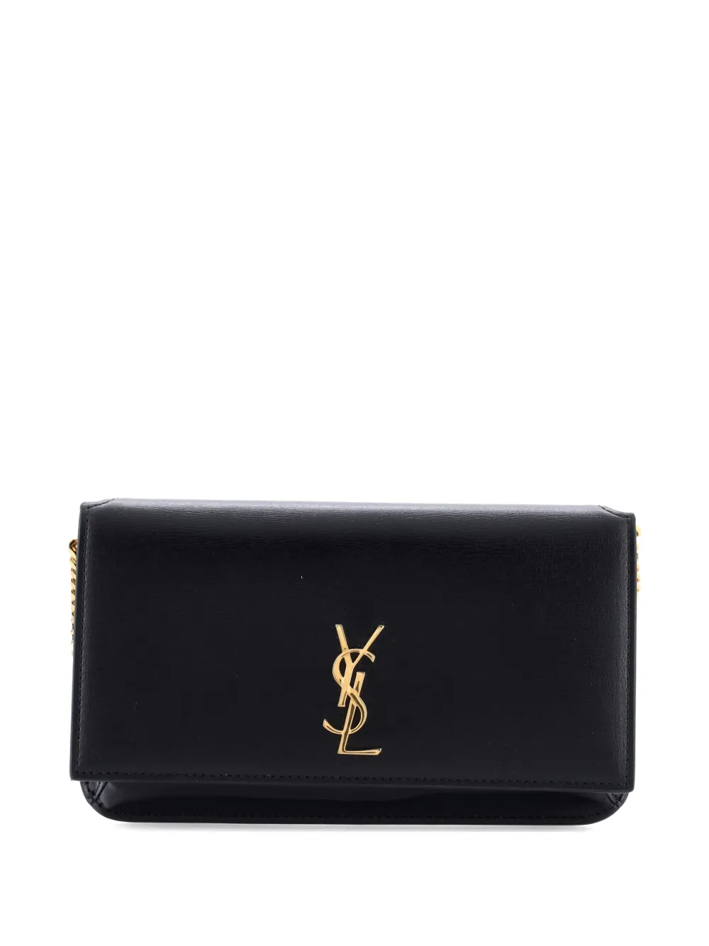 Pre-owned Saint Laurent Classic Monogram Phone Holder Shoulder Bag Leather Crossbody Bag In Black