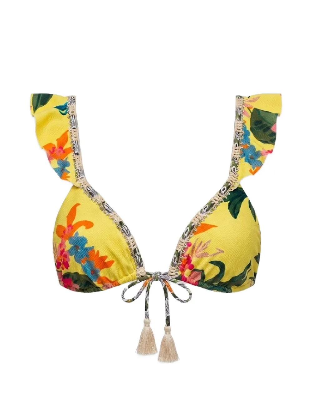 Del Maar Namaka floral-print ruffled bikini top - Giallo