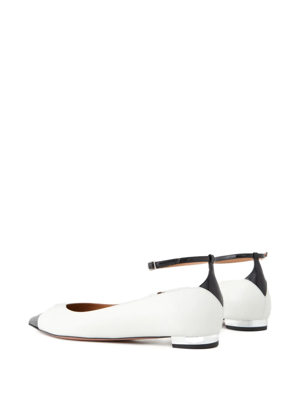Aquazzura Pointed Ankle-strap Ballet Flats In White