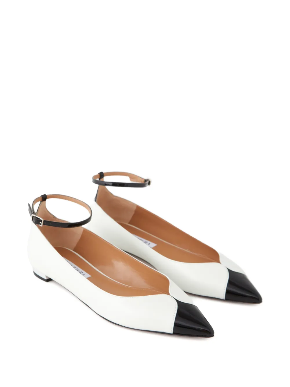 Aquazzura Pointed Ankle-strap Ballet Flats In White