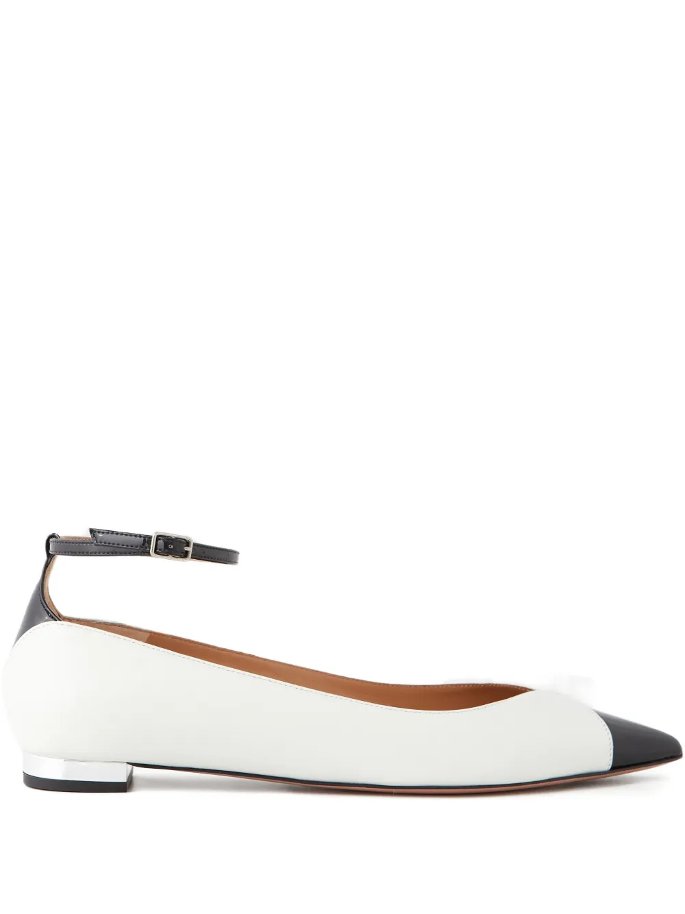Aquazzura Pointed Ankle-strap Ballet Flats In White