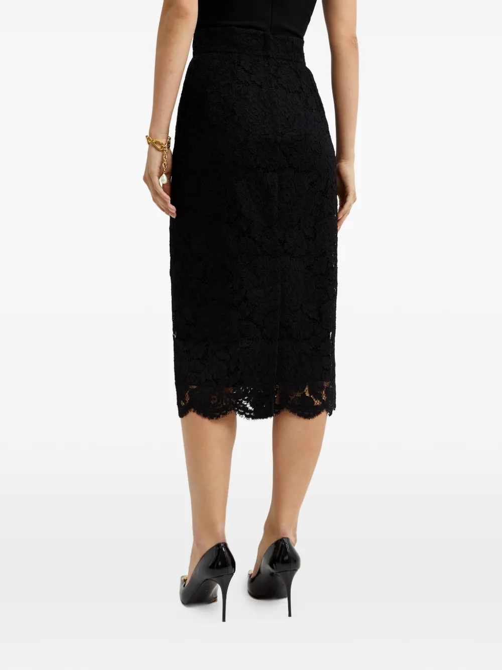 Dolce & Gabbana Lace Midi Skirt In Multi