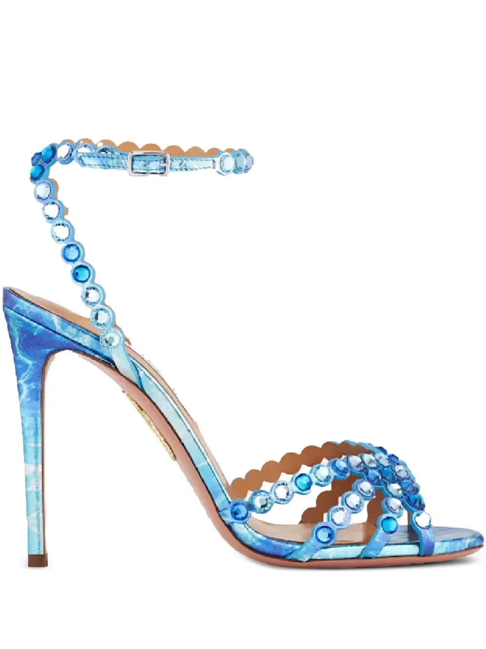Aquazzura 105mm Tequila crystal-embellished stiletto sandals - Blu