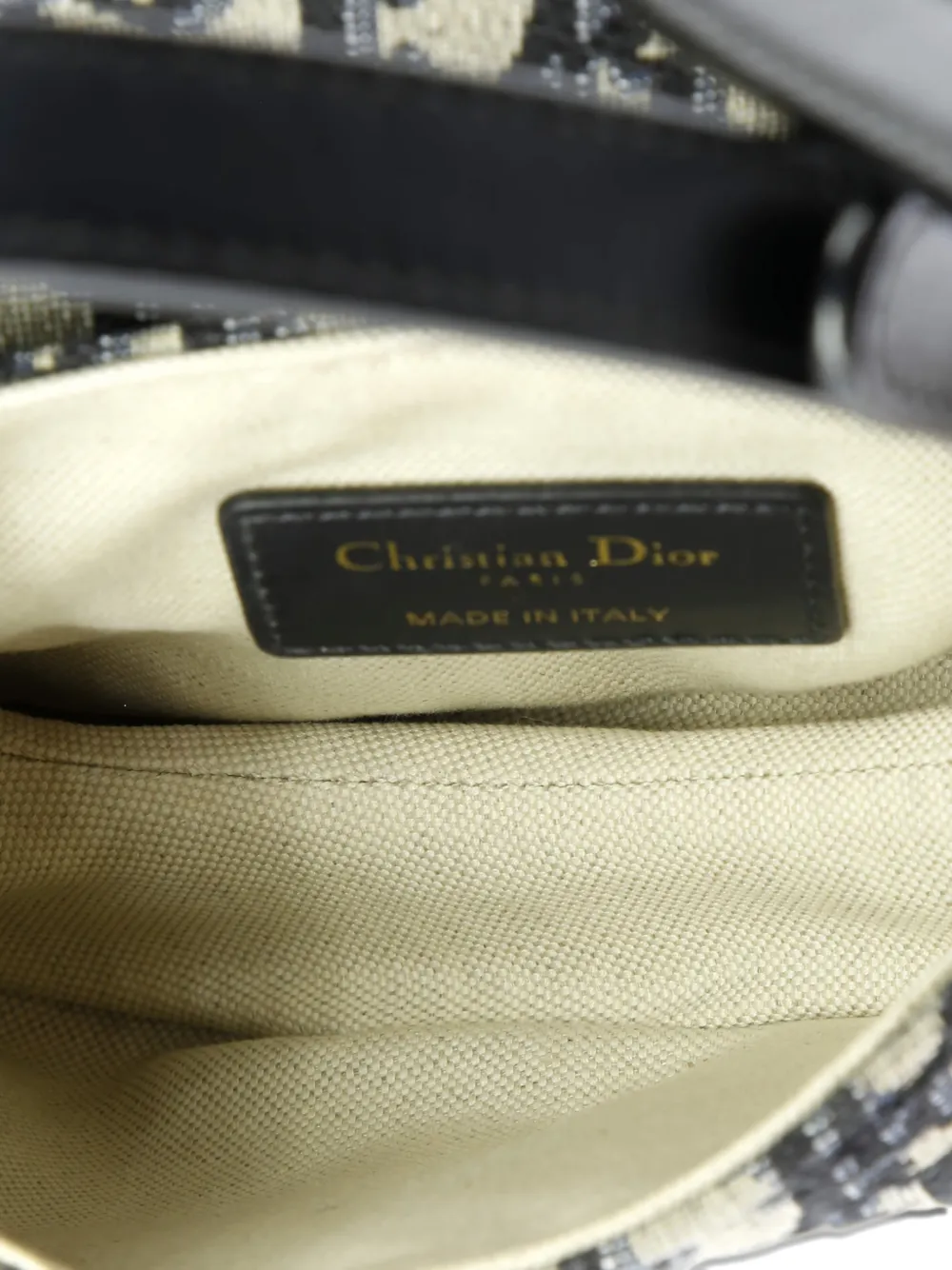 DIOR Pre-owned Saddle Handbag With Strap Oblique Canvas Mini Shoulder Bag In Blue