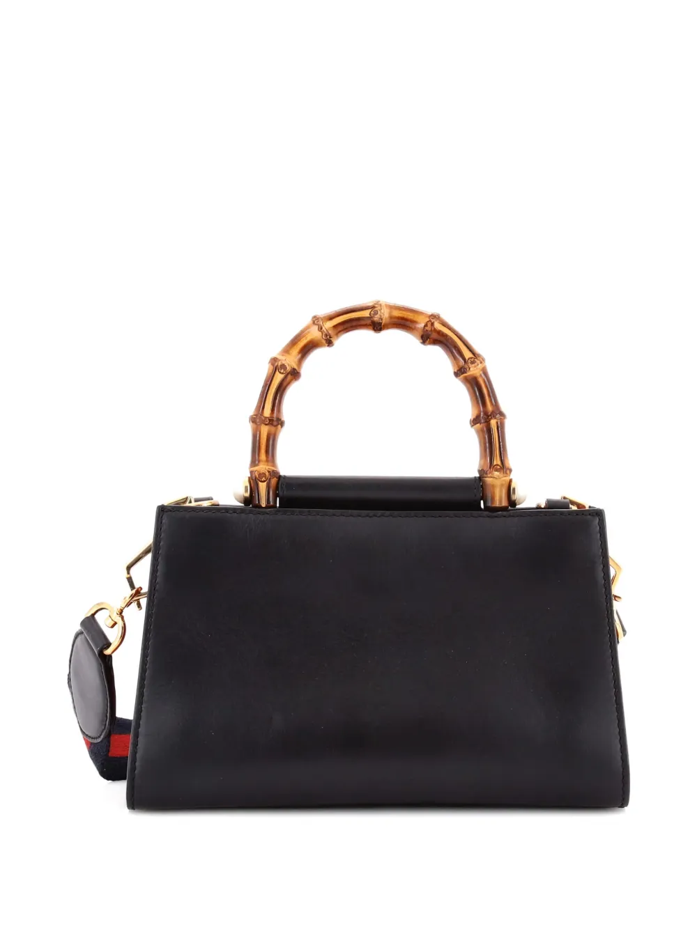 Pre-owned Gucci Nymphaea Top Handle Bag Leather Mini Satchel In Black