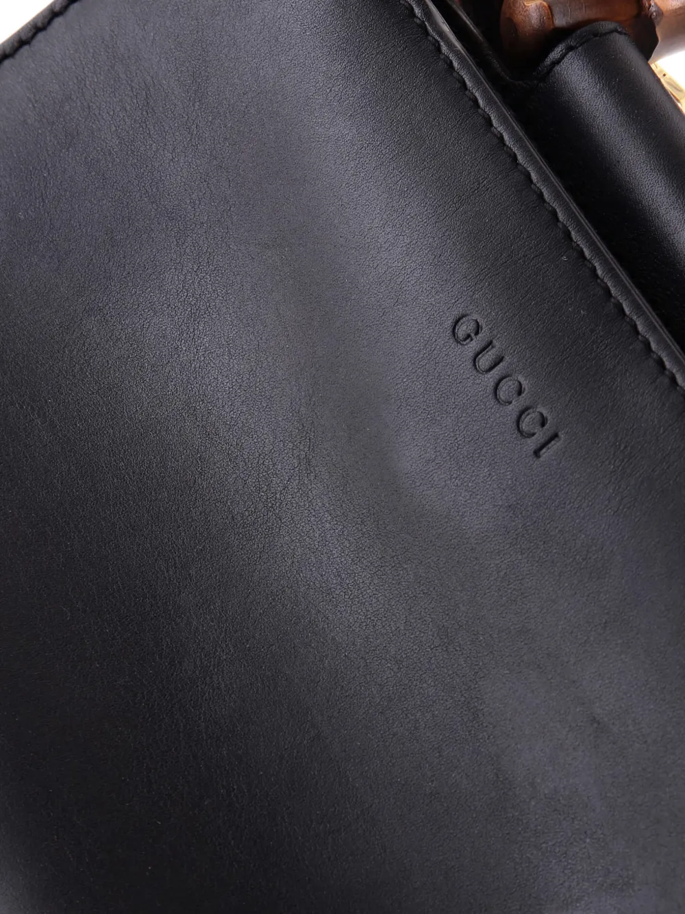 GUCCI Pre-owned Nymphaea Top Handle Bag Leather Mini Satchel In Black