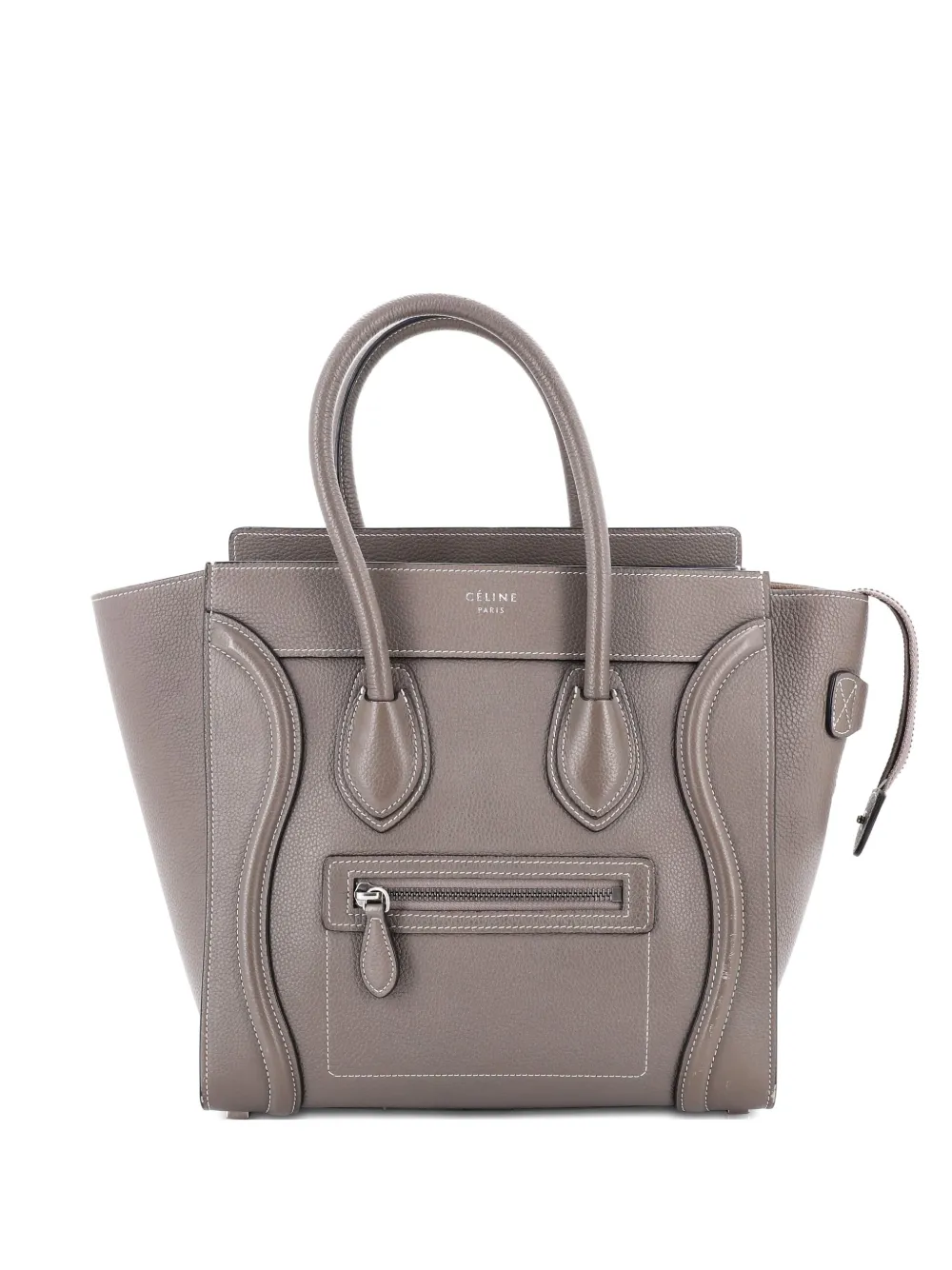 Pre-owned Celine Luggage Bag Grainy Leather Micro Tote Bag In Neutral