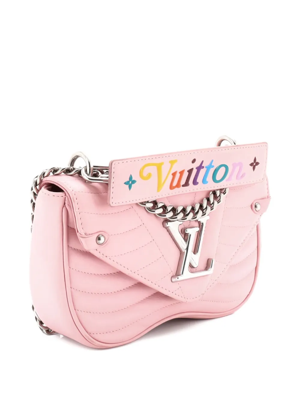 Pre-owned Louis Vuitton New Wave Chain Bag Quilted Leather Pm Shoulder Bag In Pink