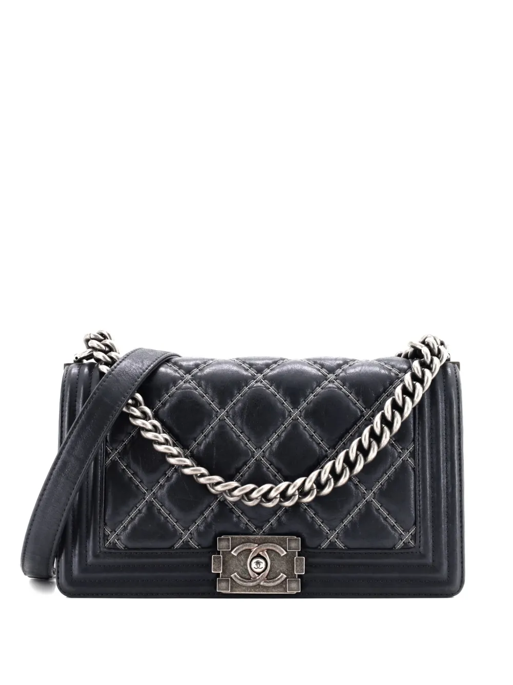 CHANEL Pre-Owned Boy Flap Bag Quilted Calfskin with Micro Chain Detail Old Medium shoulder bag - Nero