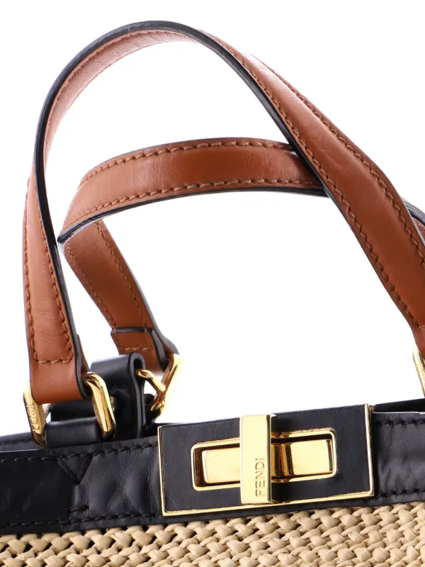 Fendi Pre-Owned Peekaboo X- Raffia Medium Tote Bag | Black | FARFETCH