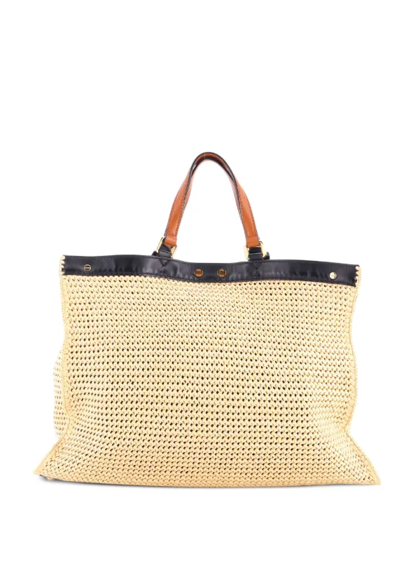 Fendi Pre-Owned Peekaboo X- Raffia Medium Tote Bag | Black | FARFETCH