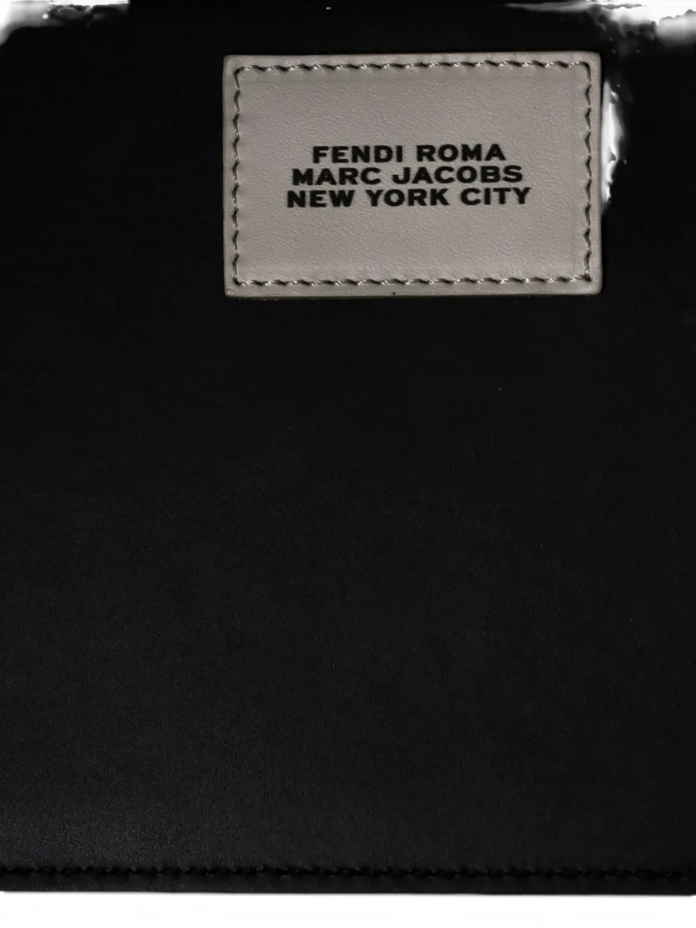 Pre-owned Fendi X Marc Jacobs Sunshine Shopper Printed Leather Medium Tote Bag In Black