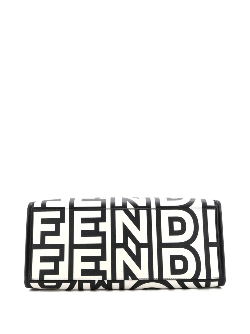 Pre-owned Fendi X Marc Jacobs Sunshine Shopper Printed Leather Medium Tote Bag In Black