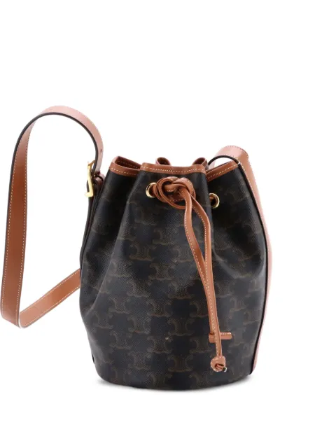 Celine Pre-Owned Drawstring Triomphe Coated Canvas Small bucket bag