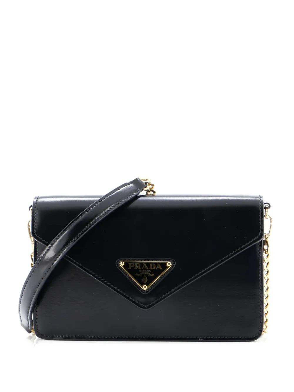 Prada Pre-Owned Triangle Logo Envelope Chain Leather crossbody bag - Nero