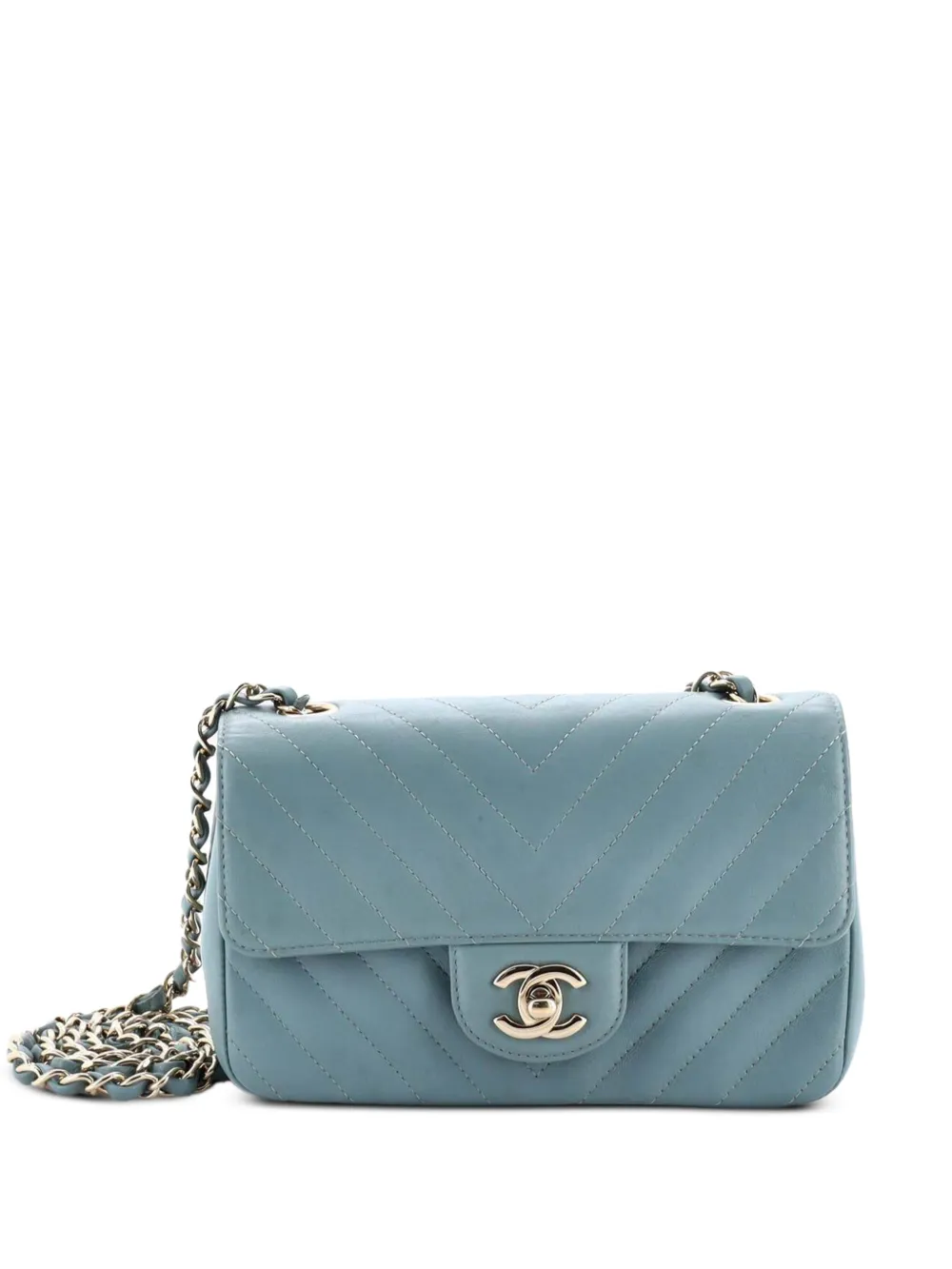 CHANEL Pre-Owned Classic Single Flap Bag Chevron Lambskin Mini shoulder bag - Blu