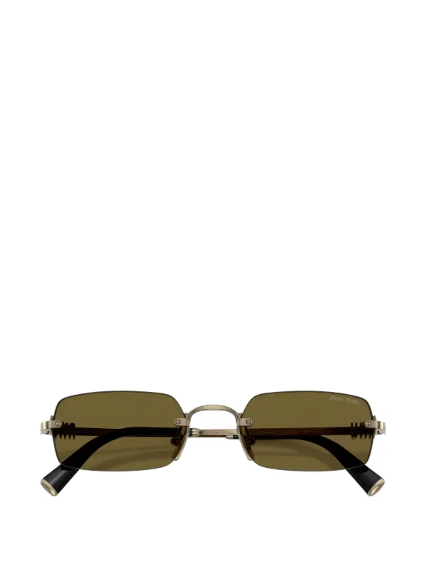 みー Miu Miu Eyewear Óculos De Sol Retangular | Prateado | FARFETCH BR
