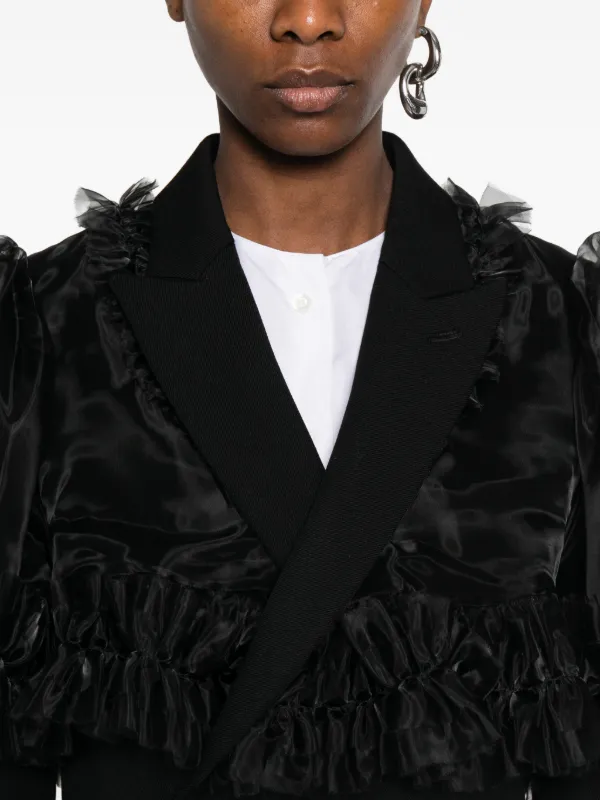 Noir Kei Ninomiya Ruffled Cropped Jacket | Black | FARFETCH
