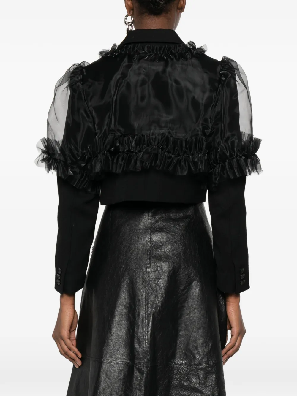Noir Kei Ninomiya Ruffled Cropped Jacket | Black | FARFETCH