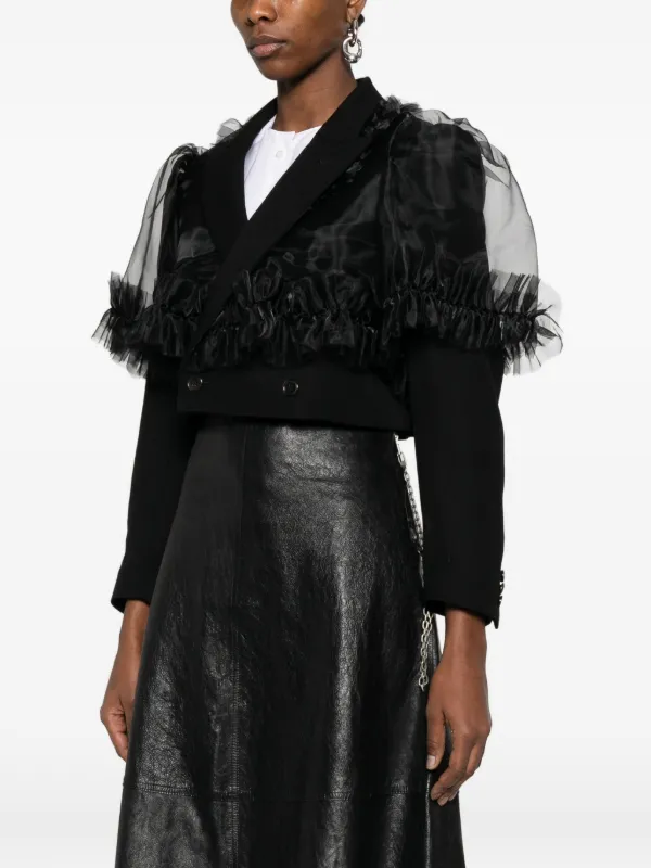 Noir Kei Ninomiya Ruffled Cropped Jacket | Black | FARFETCH