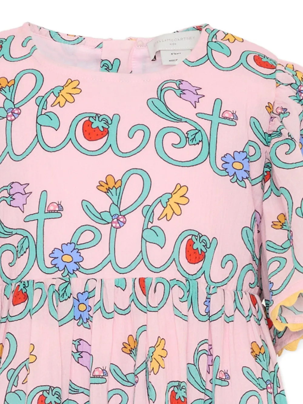 Stella McCartney Kids Jurk met korte mouwen en bloemdetail Roze