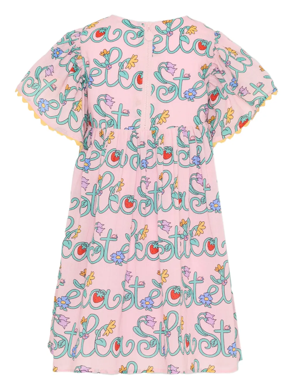 Stella McCartney Kids Jurk met korte mouwen en bloemdetail Roze
