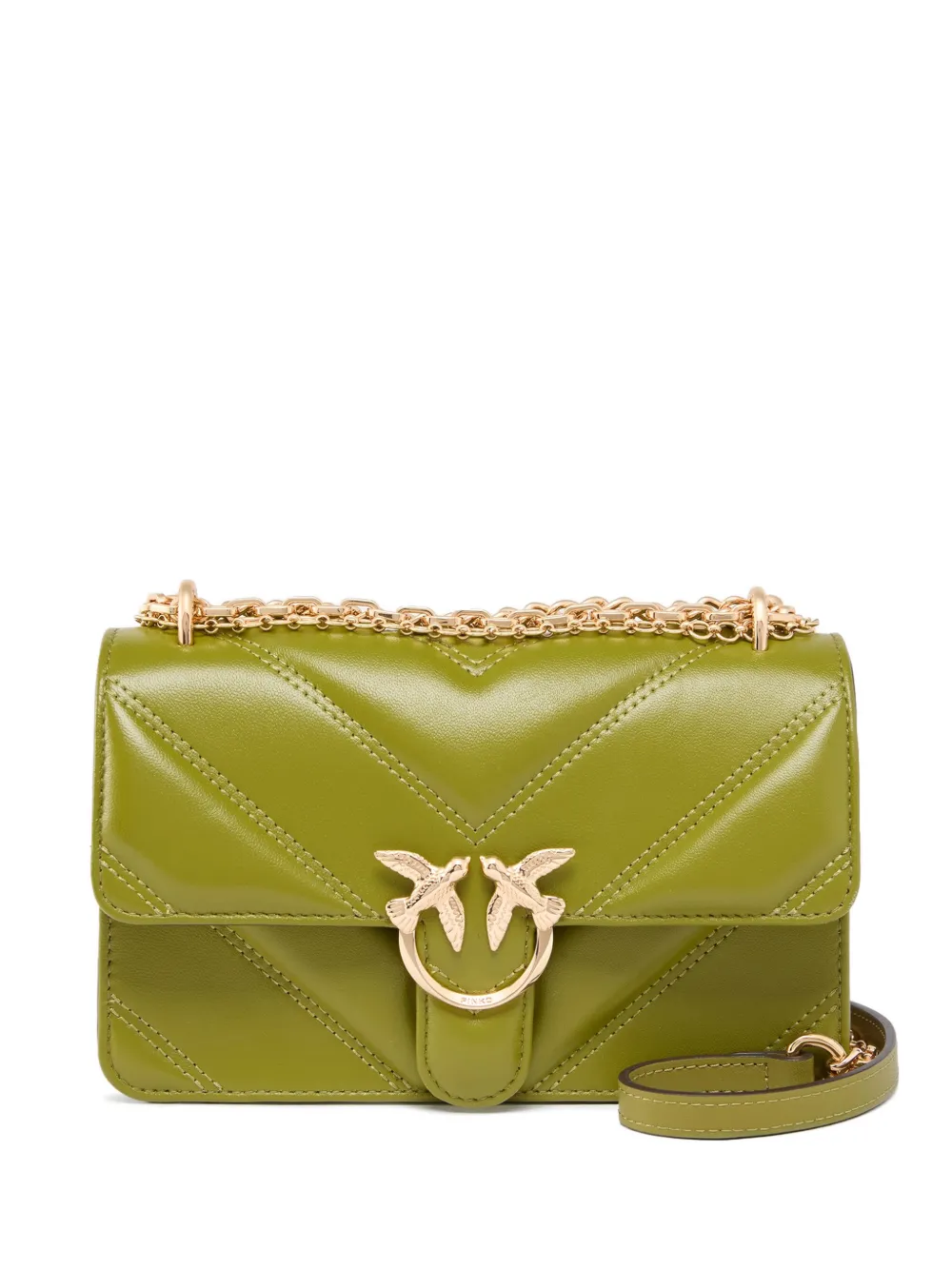 PINKO chevron-quilted leather cross body bag - Verde