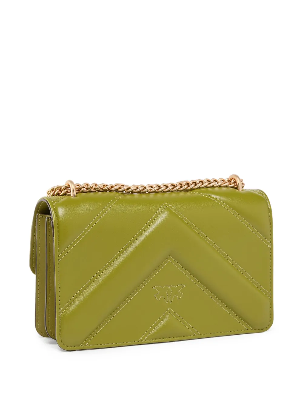 PINKO Love One crossbodytas met chevron streep en drievoudige ketting Groen