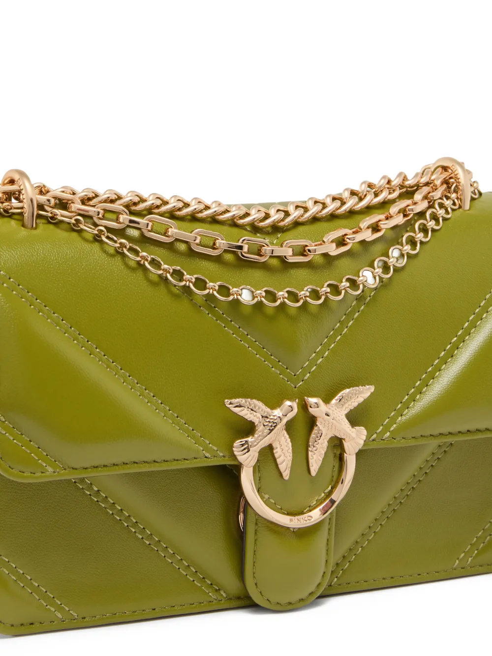 PINKO Love One crossbodytas met chevron streep en drievoudige ketting Groen
