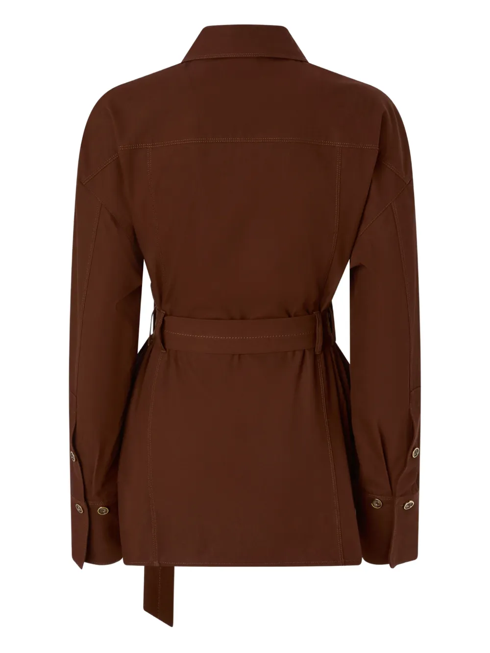  Pinko Belted Collared Top - Brown 