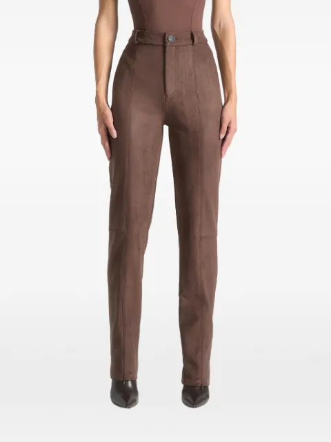 Manière De Voir brown faux-suede straight-leg trousers 