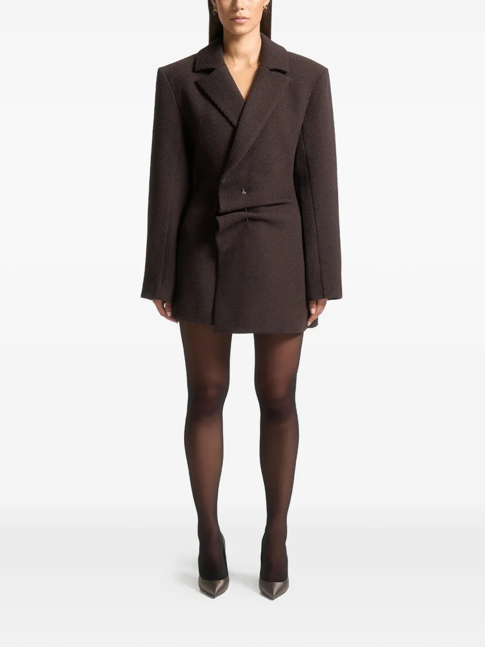 Manière De Voir Sylvie Blazer Mini Dress In Brown