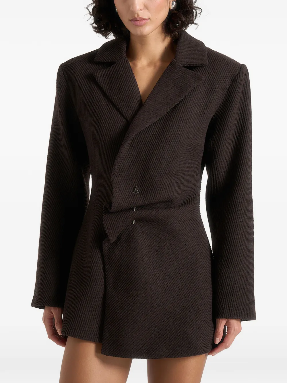 Manière De Voir Sylvie oversized mini-blazerjurk met asymmetrische afwerking Bruin