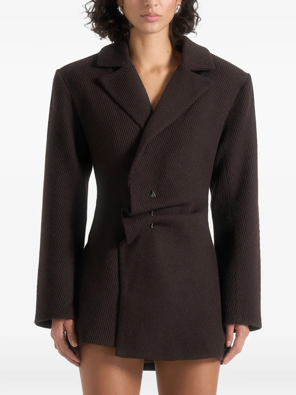 Manière De Voir Sylvie oversized mini-blazerjurk met asymmetrische afwerking Bruin